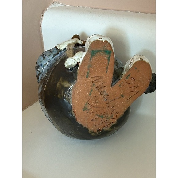 Sara Meadows Balloon People Pottery Art Skier Skis Winter Figure 5" Tall - Picture 5 of 5